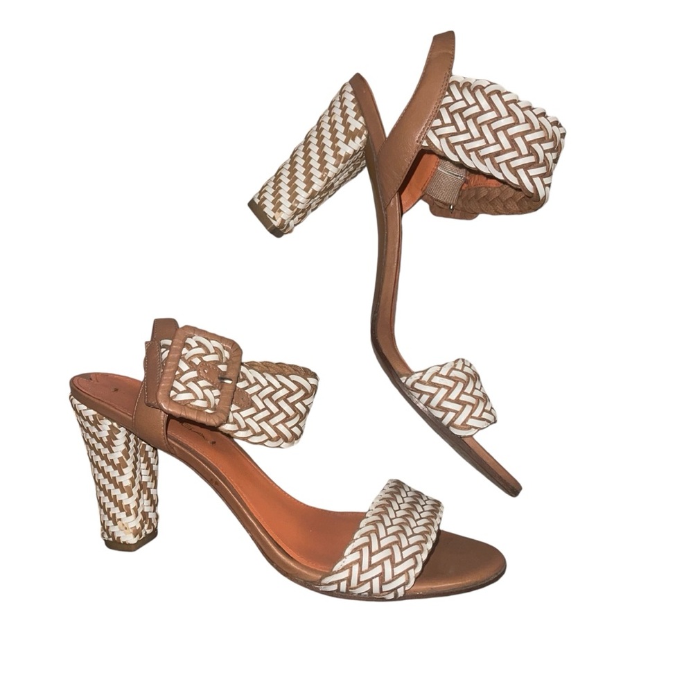 Via spiga Rolanda white  and Camel Heeled Sandal